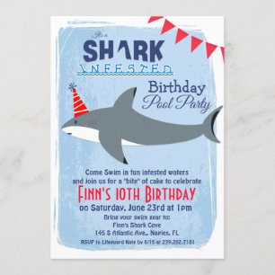ANY AGE - Shark Pool Party Birthday Invitation