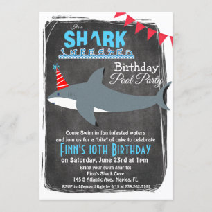 ANY AGE - Shark Pool Party Birthday Invitation