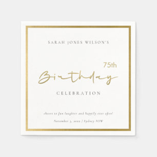 ANY AGE SIMPLE ELEGANT GOLD TYPOGRAPHY BIRTHDAY NAPKIN