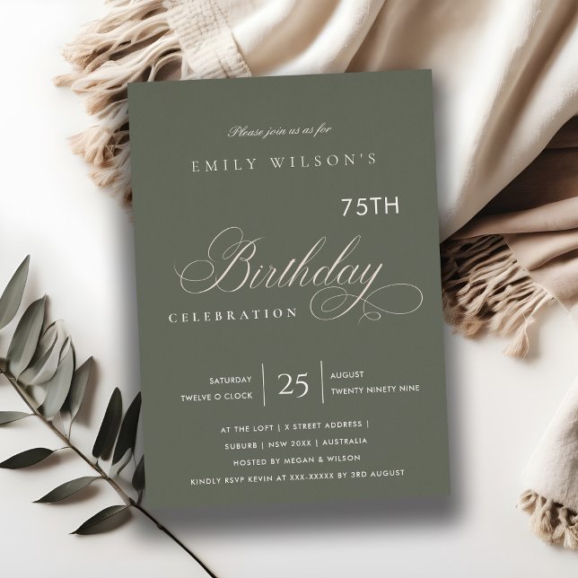 ANY AGE SIMPLE GREY GOLD TYPOGRAPHY BIRTHDAY INVITATION (Creator Uploaded)