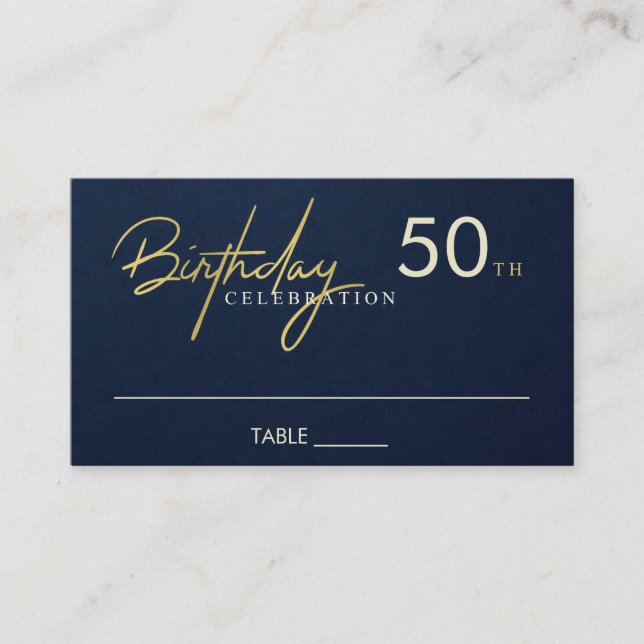 ANY AGE SIMPLE NAVY GOLD BIRTHDAY PLACE CARD (Front)