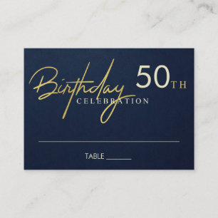 ANY AGE SIMPLE NAVY GOLD TYPOGRAPHY BIRTHDAY PLACE CARD
