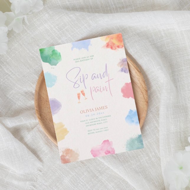 Any age sip and paint birthday  invitation (Creator Uploaded)