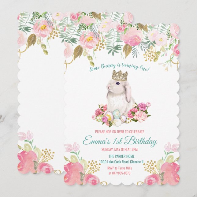ANY AGE - Some Bunny Birthday Invitation (Front/Back)