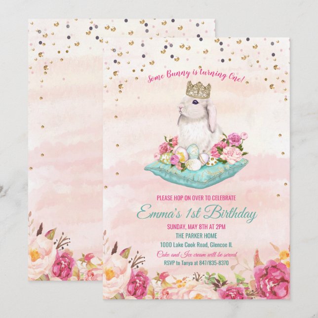 ANY AGE - Some Bunny Birthday Invitation (Front/Back)
