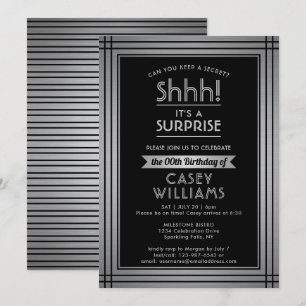 Any Age Surprise Birthday Silver Faux Metal 60th Invitation
