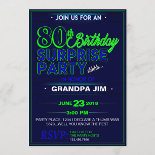 Any Age Surprise Party Invite - Shhh! Blue Green