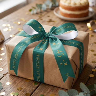ANY AGE Teal Personalized Birthday Gift Satin Ribbon