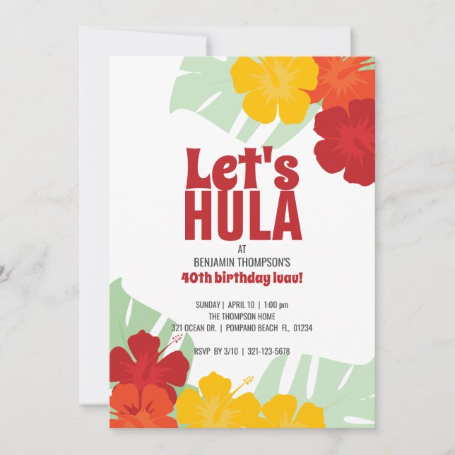 ANY AGE tropical BIRTHDAY PARTY classic luau Invitation (Front)