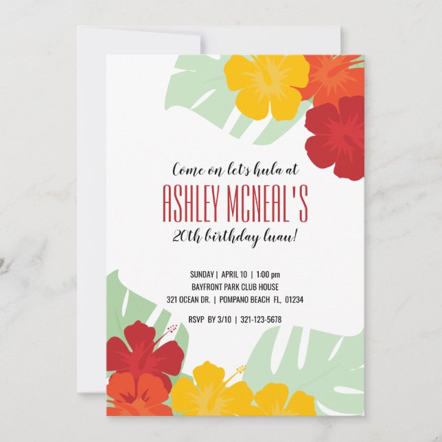 ANY AGE tropical BIRTHDAY PARTY luau Invitation (Front)