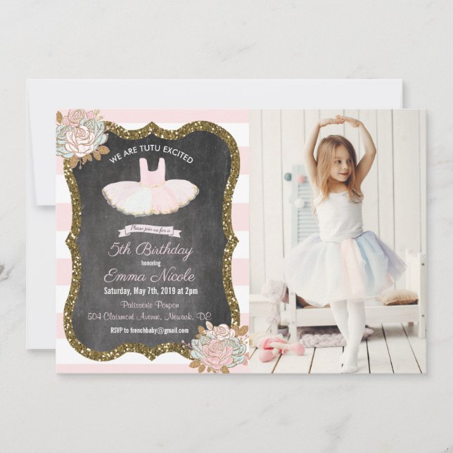 ANY AGE - Tutu Ballerina Birthday Invitation (Front)