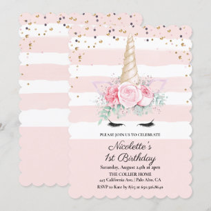 ANY AGE - Unicorn Floral Birthday Invitation