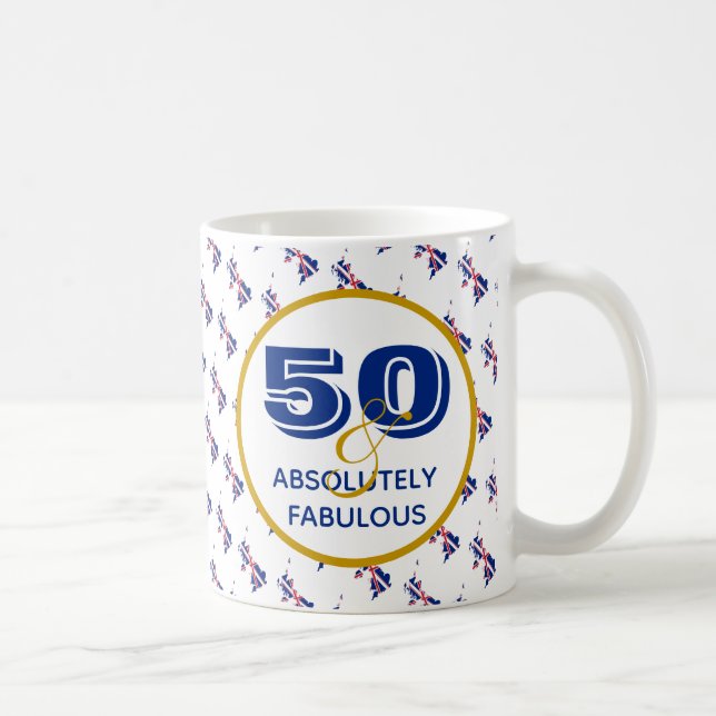 ANY AGE Union Jack 50 and Fabulous Coffee Mug (Right)