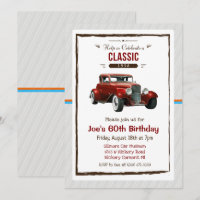 ANY AGE - Vintage Classic Car Birthday Invitation