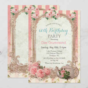 ANY AGE - Vintage Floral Tea Birthday Invitation