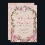 ANY AGE - Vintage Victorian Birthday Invitation<br><div class="desc">Vintage Photo Victorian Birthday Invitation Romantic Floral Tea Party Pearls</div>