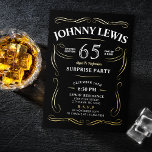 Any age vintage whiskey themed surprise birthday<br><div class="desc">Inspired by classic whiskey label,   this black and gold fun vintage aged to perfection adult birthday invitation is great for 30th,  40th,  50th,  60th,  70th,  80th,  90th or any other age birthday party,  surprise party,  or any other occasion! Custom it with  your own text and party information.</div>