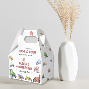 any age Watercolor tractor birthday Favor Box