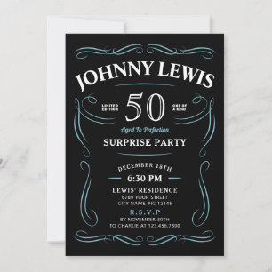 Any Age Whiskey themed surprise 50th birthday Invitation