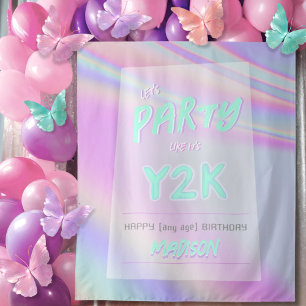ANY AGE Y2K birthday iridescent rainbow backdrop Tapestry