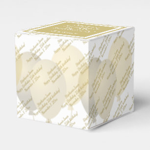 Any Age - Your Custom Message Pattern Gold/White Favor Box