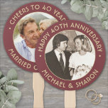 ANY Anniversary 2 Photo Elegant Burgundy and Gold Hand Fan<br><div class="desc">Add a cool personalized touch to anniversary party decorations with stylish custom photo burgundy and gold hand fans. Pictures and all wording on this template are simple to customize, including "Cheers to 40 years" quote. (IMAGE PLACEMENT TIP: An easy way to centre a photo exactly how you want is to...</div>