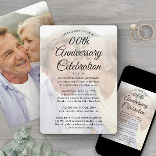 ANY Anniversary 2 Photo Elegant Script Overlay Invitation
