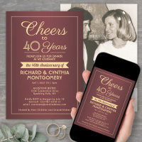 ANY Anniversary Cheers Burgundy & Gold Photo Party
