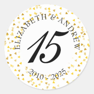 Any Anniversary Gold Hearts Confetti Classic Round Sticker