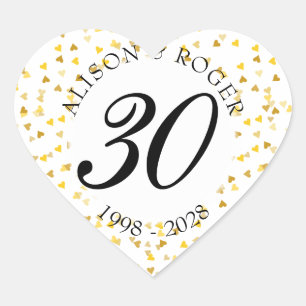 Any Anniversary Gold Hearts Confetti Heart Sticker