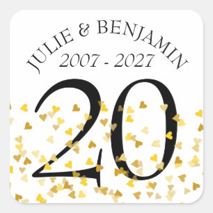 Any Anniversary Gold Hearts Confetti Square Sticker