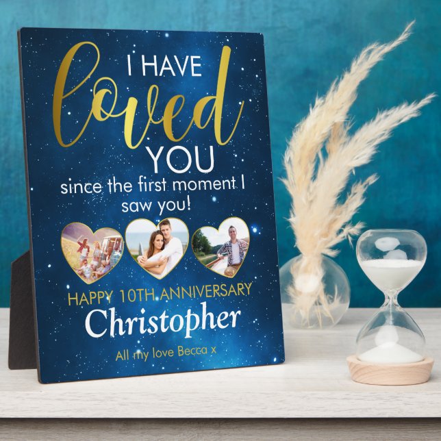 Any Anniversary Loved Heart Photo Collage Plaque (Side)