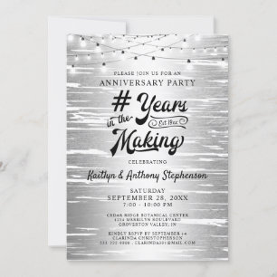 Any Anniversary Silver Black String Lights Invitation