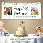 Any Anniversary Then & Now Photos Silver Confetti Banner<br><div class="desc">Celebrate any year wedding anniversary with this banner sign featuring 2 photos (perhaps THEN and NOW photos of the special couple), silver confetti and your custom text in your choice of font styles and all colours (shown with black text on a white background.) CHANGES: The background colour, text and photo...</div>