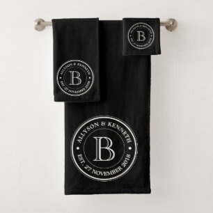 Any Background Colour Logo Anniversary Monogram Bath Towel Set