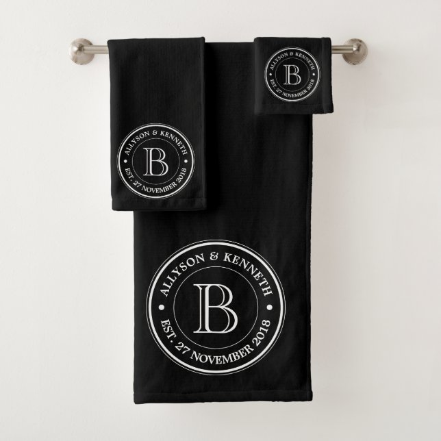 Any Background Colour Logo Anniversary Monogram Bath Towel Set (Insitu)