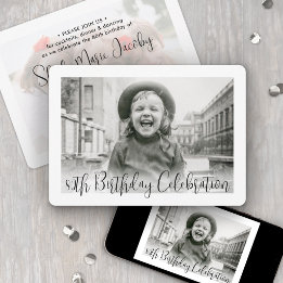 ANY Birthday 2 Photo Modern Trendy Script Party Invitation