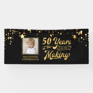Any Birthday Black Gold Stars YEARS IN THE MAKING Banner