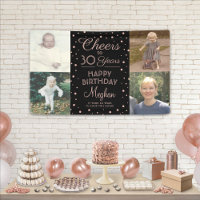 ANY Birthday Cheers Black & Pink Confetti 4 Photo