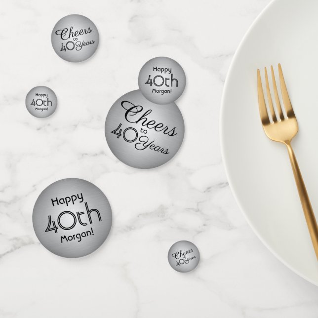 ANY Birthday Cheers Elegant Black and Grey Table Confetti (Group)