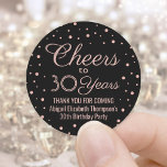 ANY Birthday Cheers Elegant Black & Pink Confetti Classic Round Sticker<br><div class="desc">Add a personalized finishing touch to birthday party thank you notes or favours with custom pink and black round stickers / envelope seals. All text is simple to customize or delete. This template is set up for a 30th birthday for her, but can easily be changed to another year or...</div>