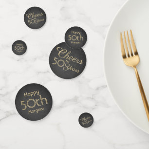 ANY Birthday Cheers Faux Chalkboard and Gold Table Confetti