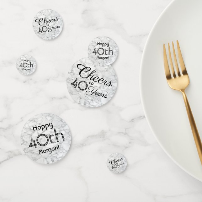 ANY Birthday Cheers Faux White Marble Table Confetti (Group)