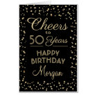 ANY Birthday Cheers Huge Black and Gold Glitter