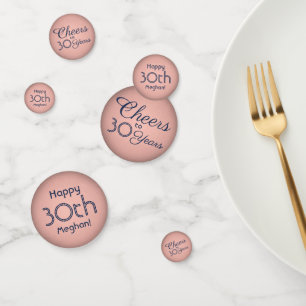 ANY Birthday Cheers Navy and Faux Rose Gold Foil Confetti