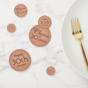 ANY Birthday Cheers Navy Blue & Copper Colour Tabl Confetti