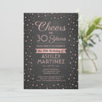 ANY Birthday Cheers Pink Confetti Black Chalkboard