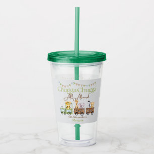Any Birthday Cute Chugga Watercolor Animal Train   Acrylic Tumbler