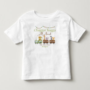 Any Birthday Cute Chugga Watercolor Animal Train Toddler T-shirt