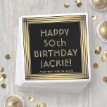 ANY Birthday Elegant Classic Black and Gold Party Napkin<br><div class="desc">Add an elegant touch to birthday party decorations with custom black and gold paper napkins. All wording on this template is simple to personalize for any year or occasion, or to include a favourite quote or funny saying. The design features classic vintage art deco typography and a modern square faux...</div>